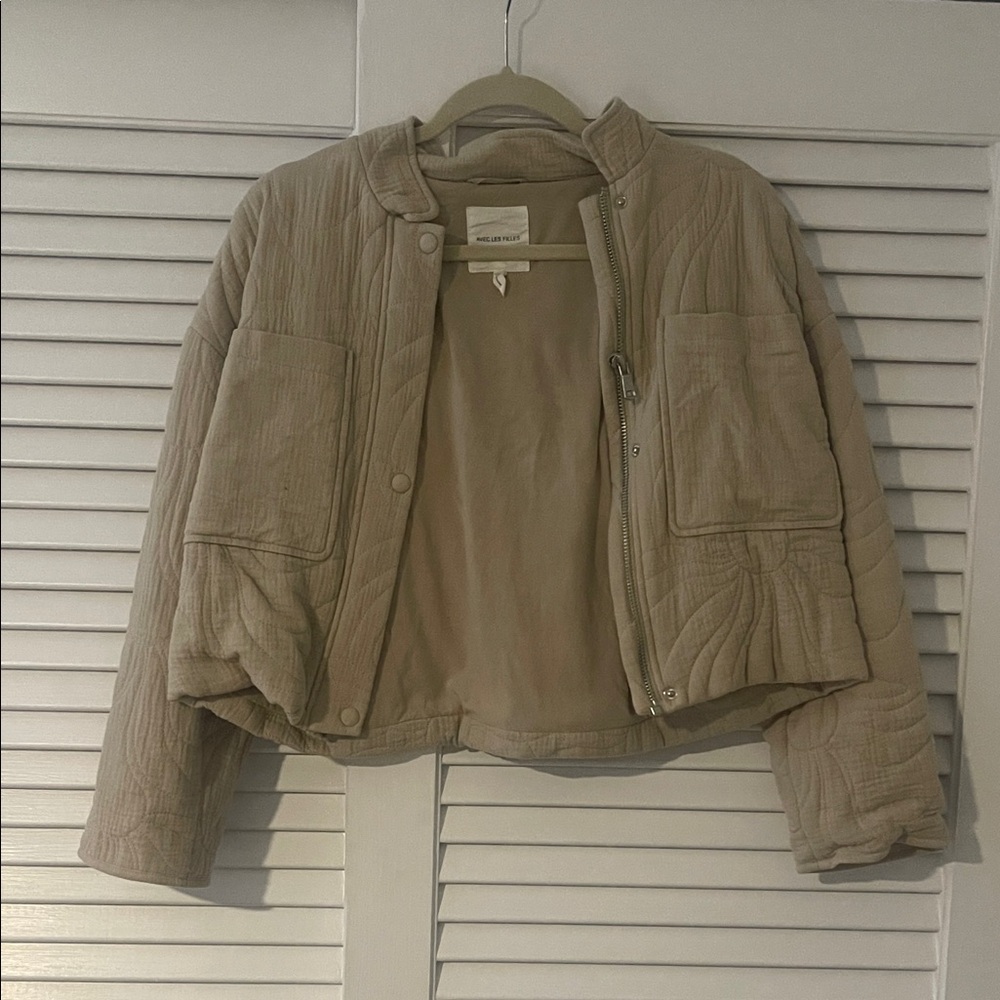 Avec Les Filles Tan Quilted Utility Jacket